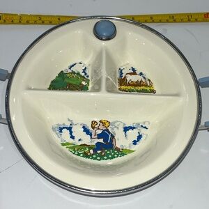 Vintage Garrison Divided Children's Warming Dish with Little Boy Blue